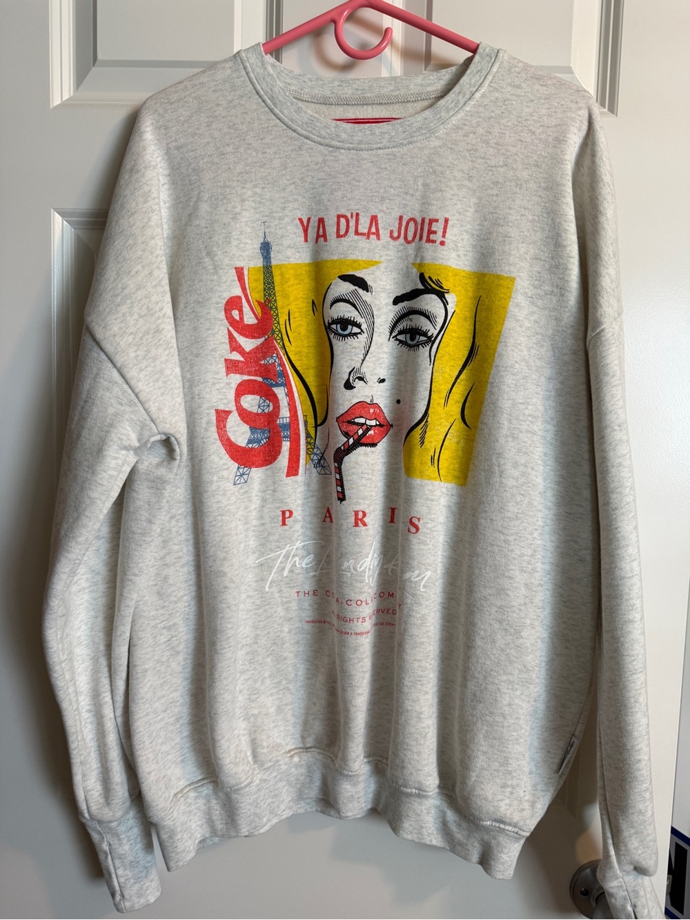 Coke Paris Graphic Sweatshirt - Light Gray with Yellow & Red Print
